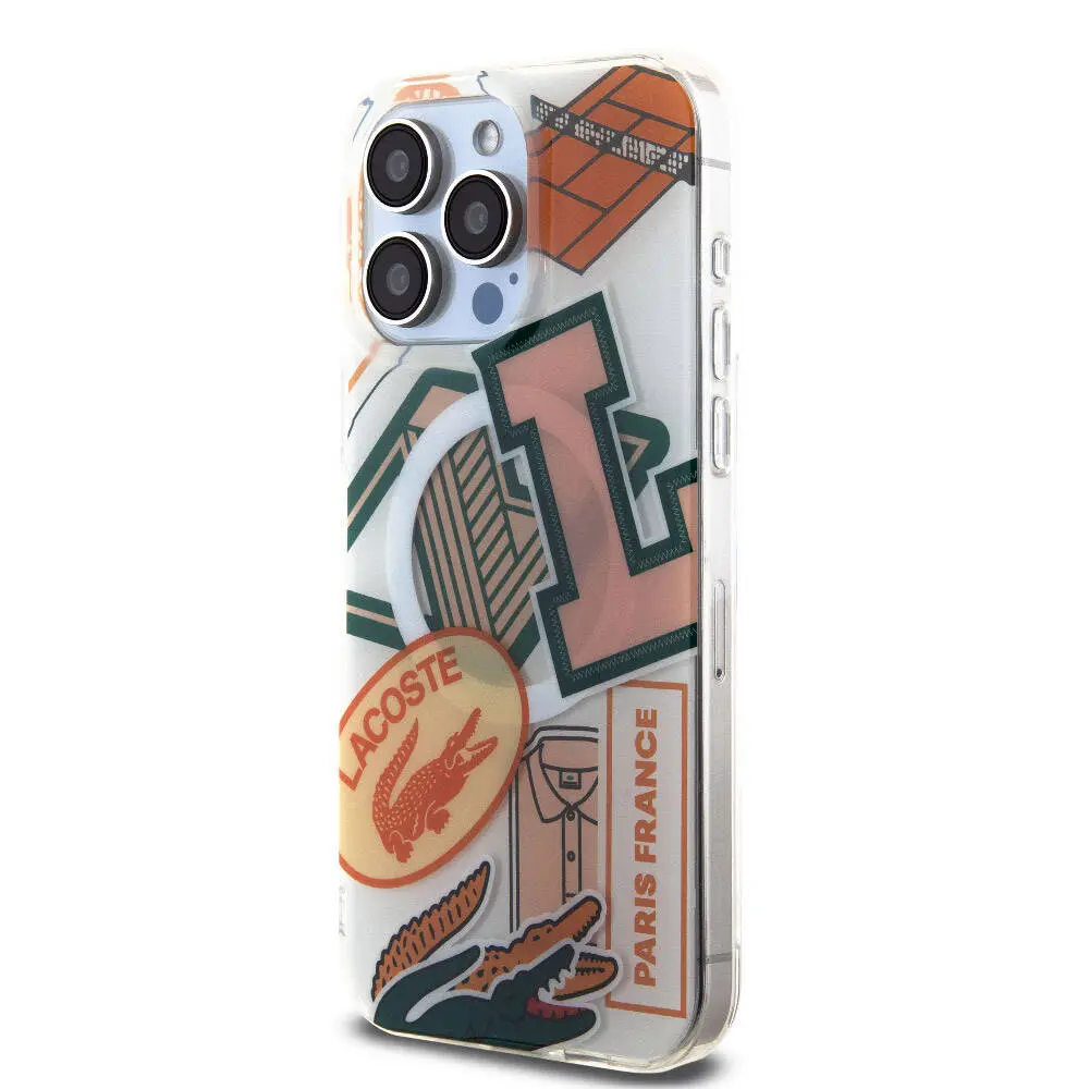 iPhone 15 Pro Max MagSafe Uyumlu Yamalar Desenli Kılıf - Lacoste