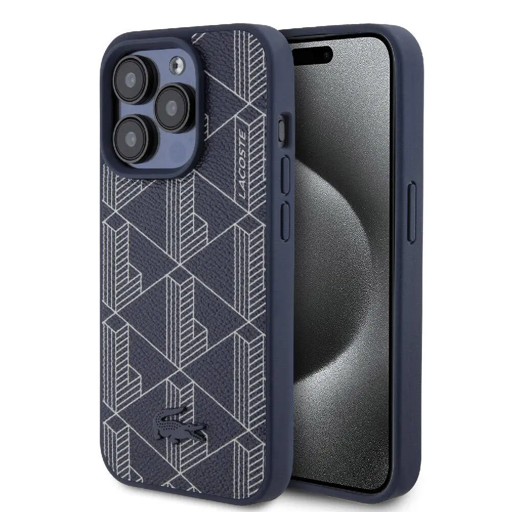 iPhone 15 Pro Max MagSafe Uyumlu PU Deri Görünümlü Kılıf - Lacoste Monogram