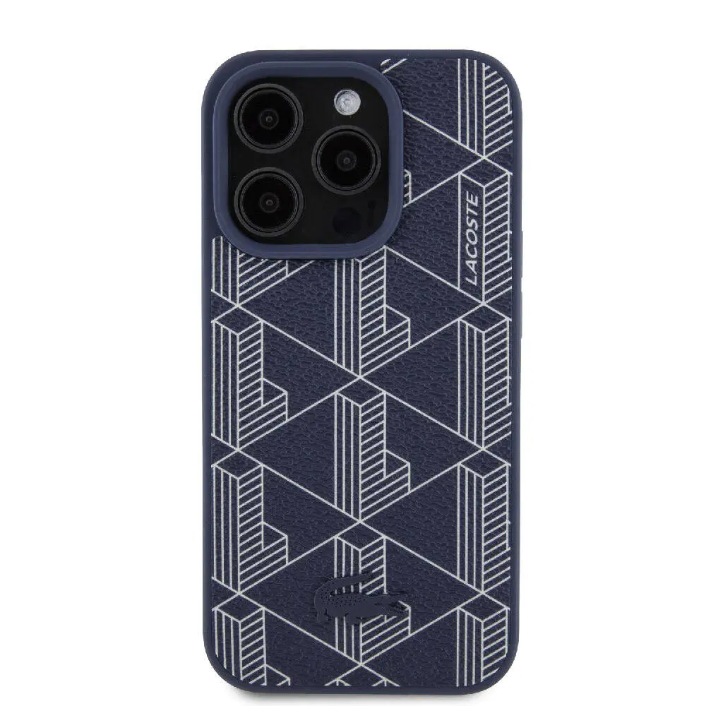 iPhone 15 Pro Max MagSafe Uyumlu PU Deri Görünümlü Kılıf - Lacoste Monogram