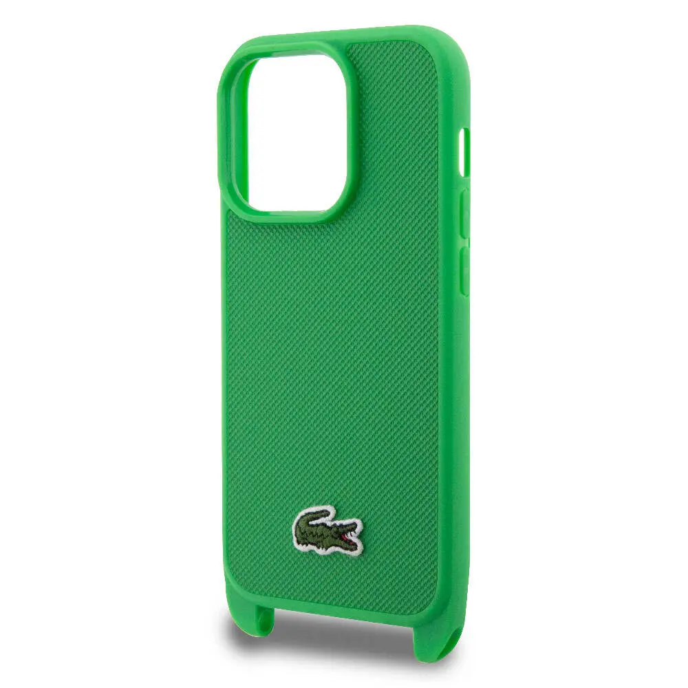 iPhone 15 Pro Max Lisanslı PU Pike Desenli Askılı Kılıf - Lacoste