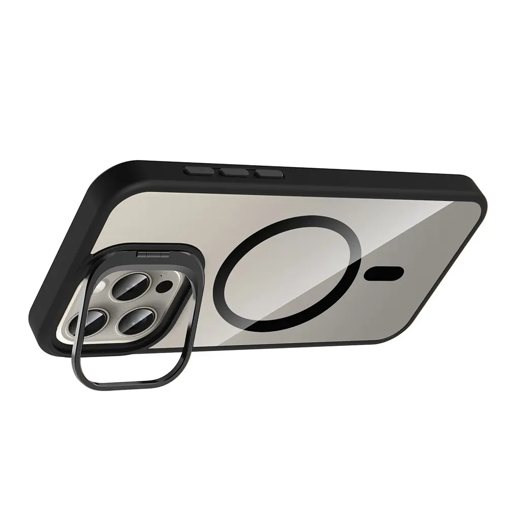 iPhone 15 Pro Max Standlı MagSafe Şeffaf Kılıf - Zore Etro