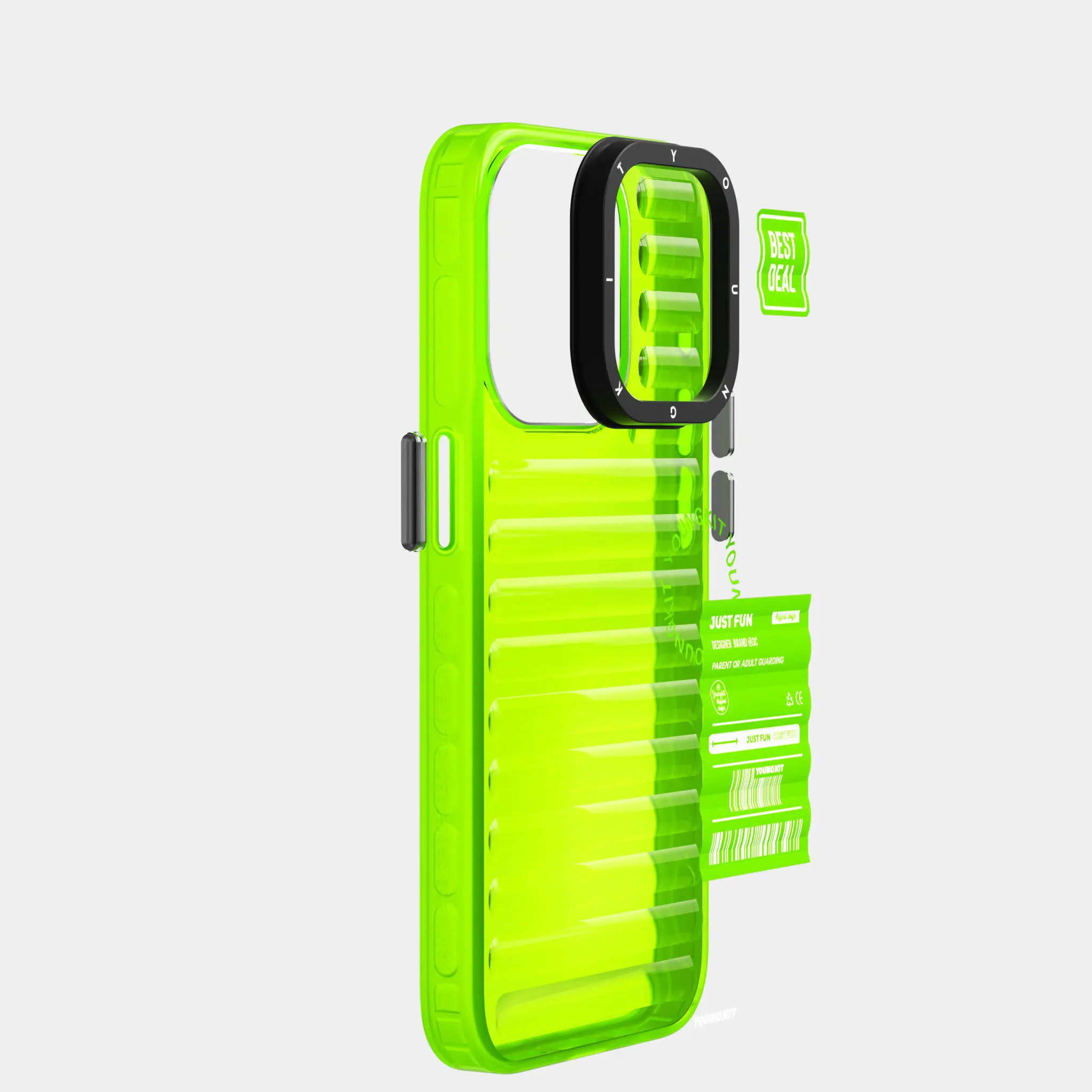 iPhone 15 Pro Max Şeffaf Renkli Kılıf - YoungKit Fluorite Serisi