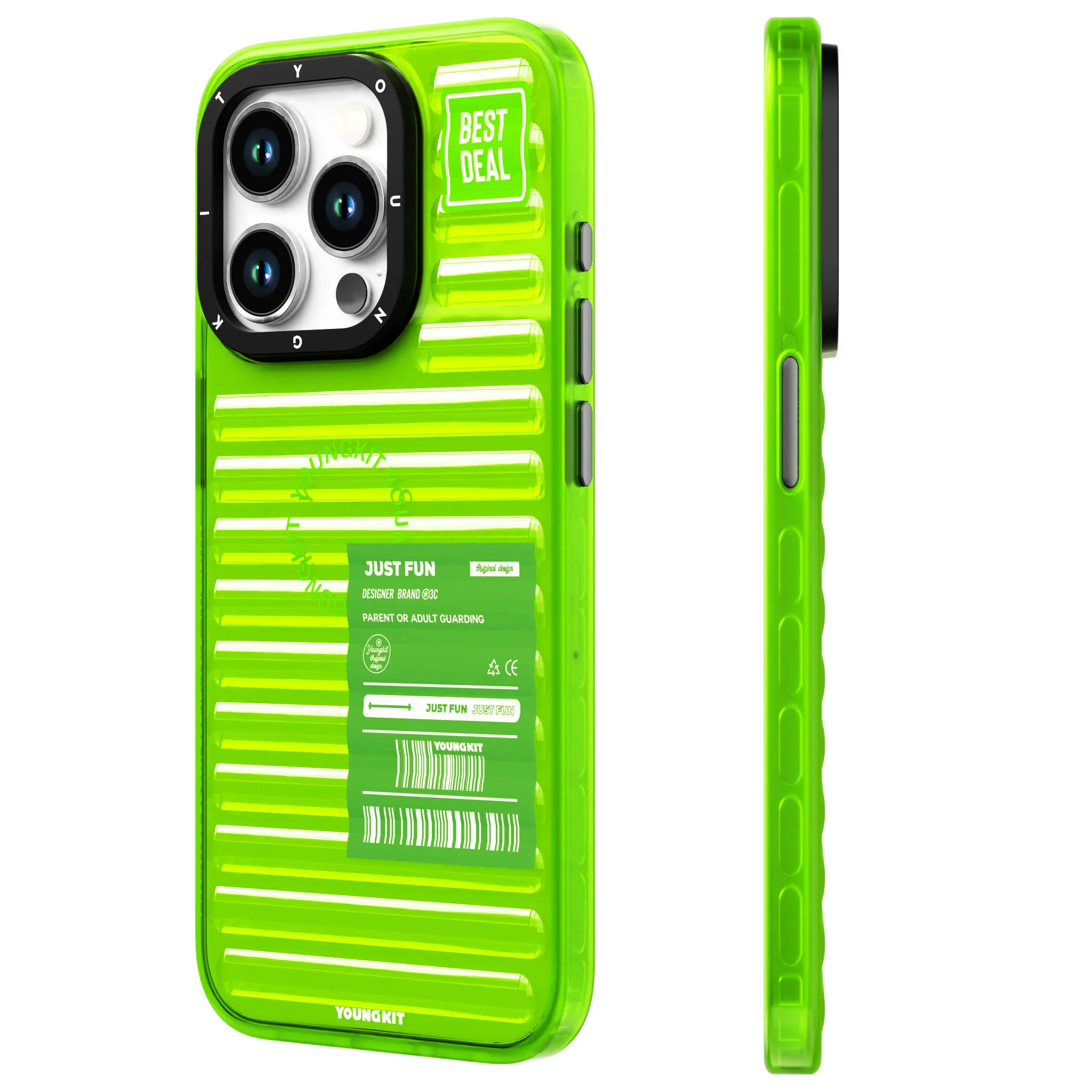 iPhone 15 Pro Max Şeffaf Renkli Kılıf - YoungKit Fluorite Serisi