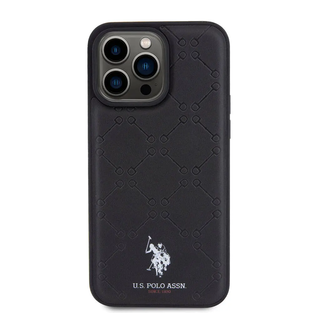 iPhone 15 Pro Max Suni Deri Kılıf - U.S. Polo Assn. HS Desenli