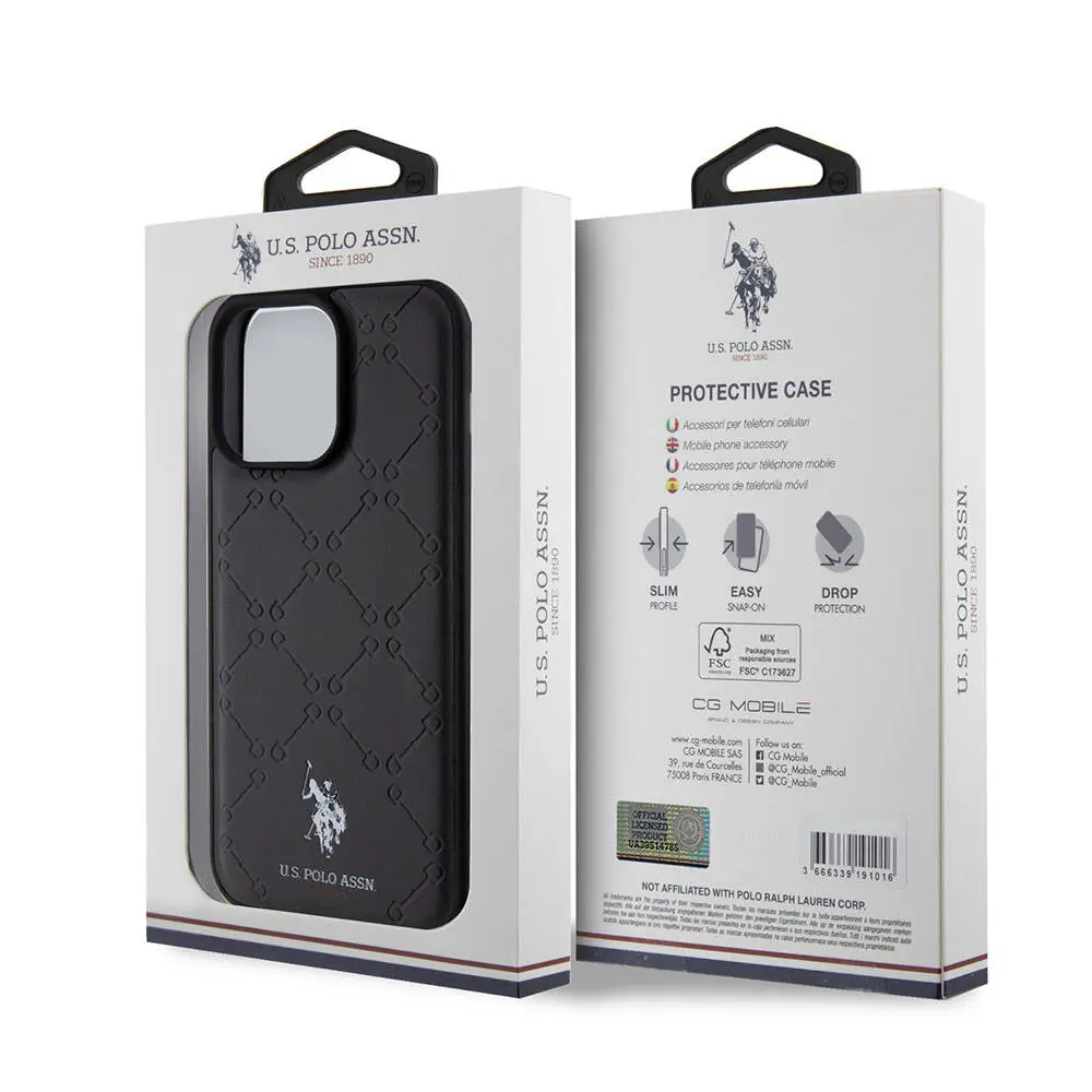 iPhone 15 Pro Max Suni Deri Kılıf - U.S. Polo Assn. HS Desenli