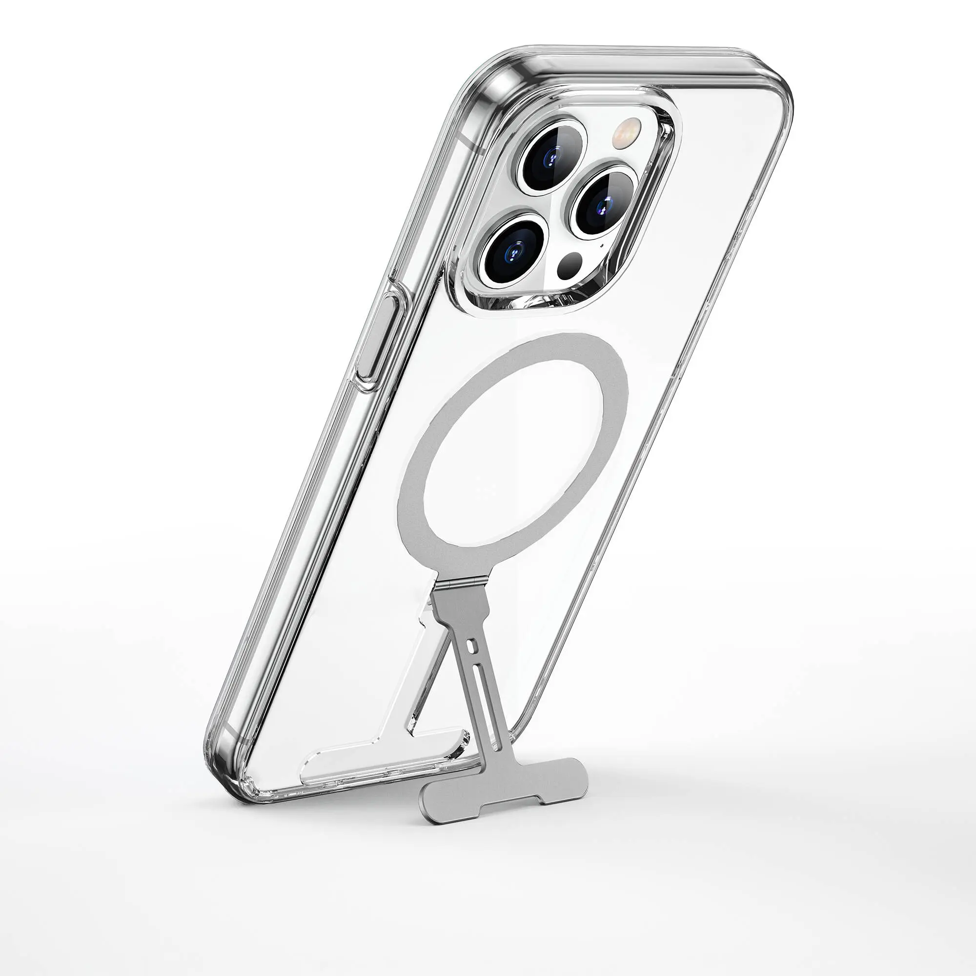 iPhone 15 Pro Max MagSafe Uyumlu Metal Standlı Şeffaf Kılıf - Wiwu FYY-014