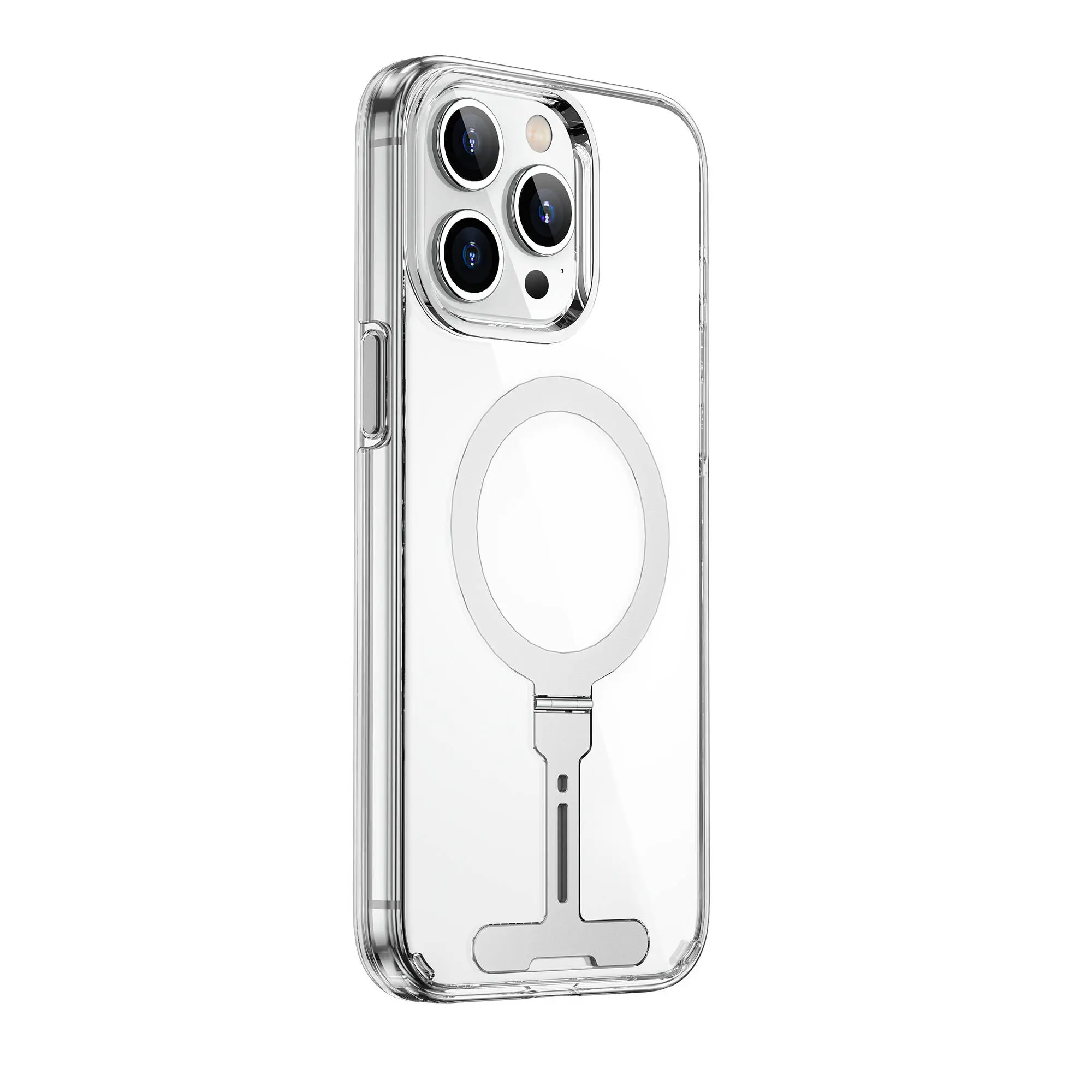 iPhone 15 Pro Max MagSafe Uyumlu Metal Standlı Şeffaf Kılıf - Wiwu FYY-014