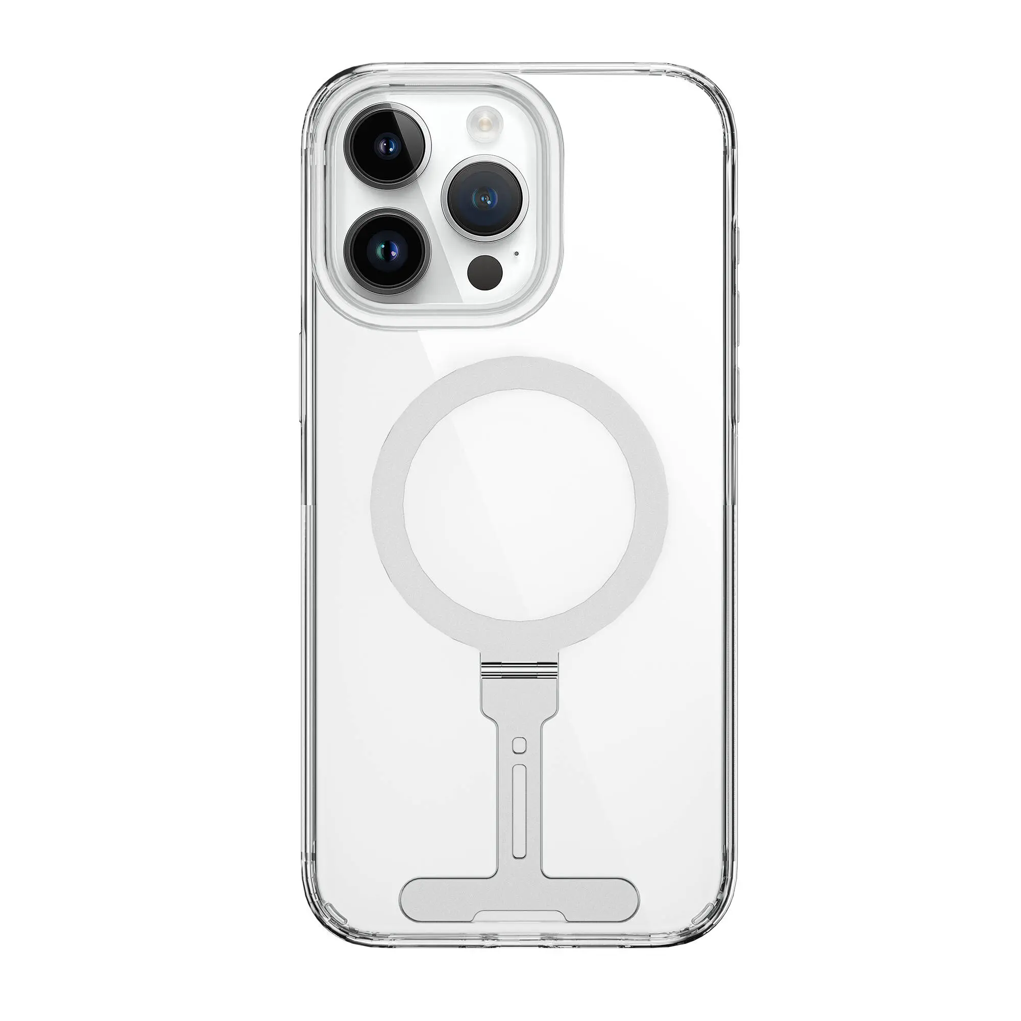 iPhone 15 Pro Max MagSafe Uyumlu Metal Standlı Şeffaf Kılıf - Wiwu FYY-014