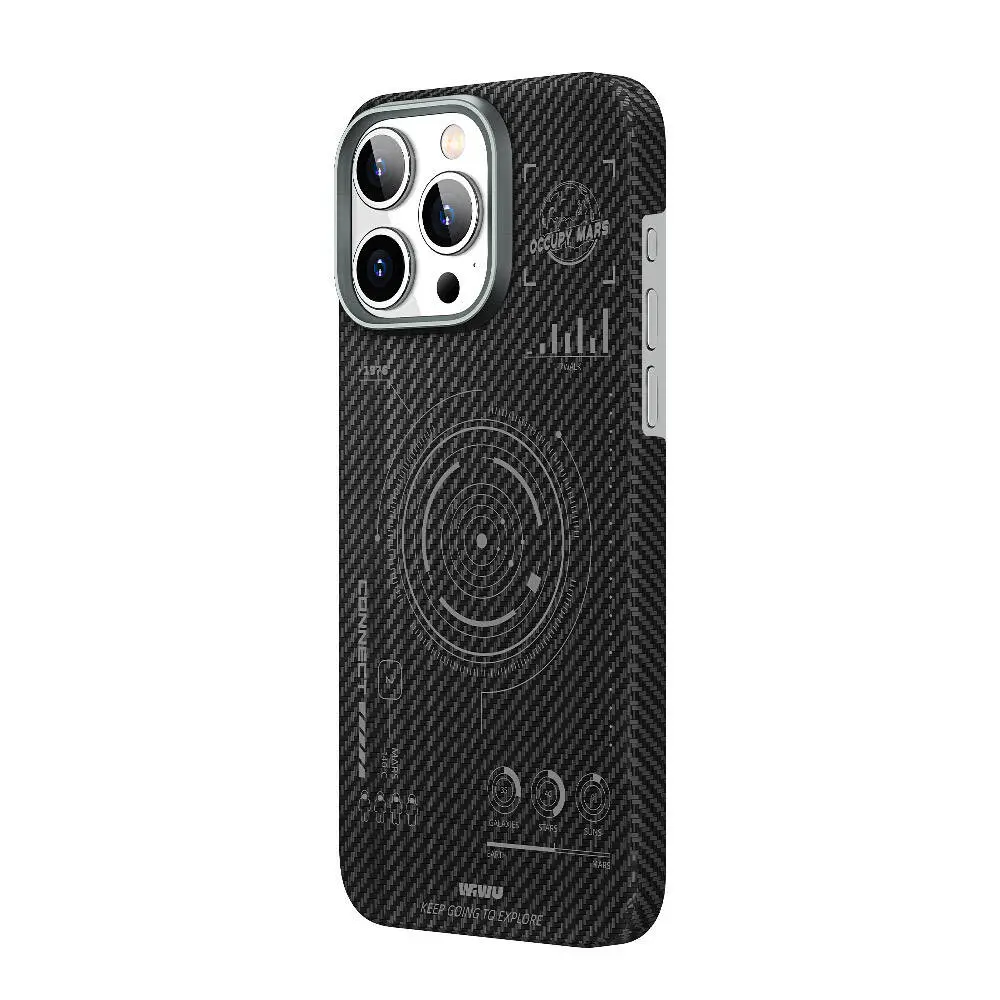 Apple iPhone 15 Pro Max Kılıf Wiwu HHX-016 Karbon Fiber 600D Mars Kapak