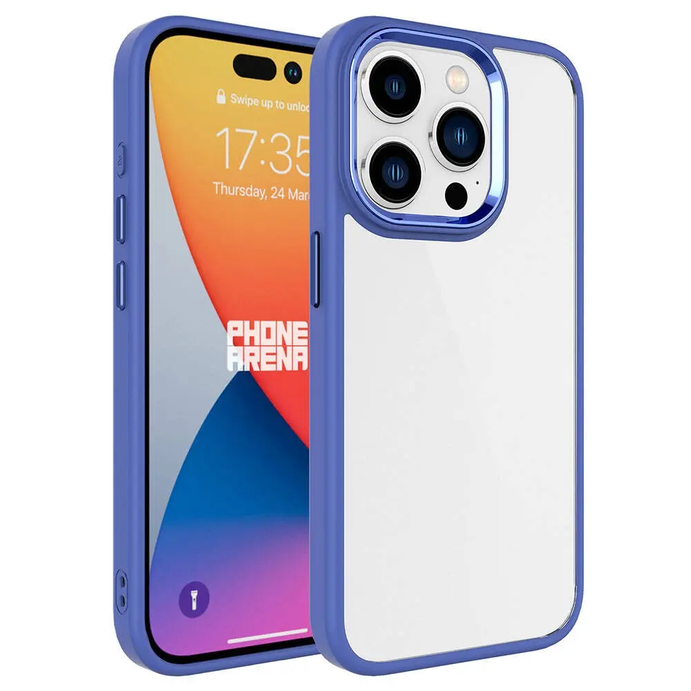 iPhone 15 Pro Max Şeffaf Arka Yüzeyli Kılıf - Zore Krom Kapak