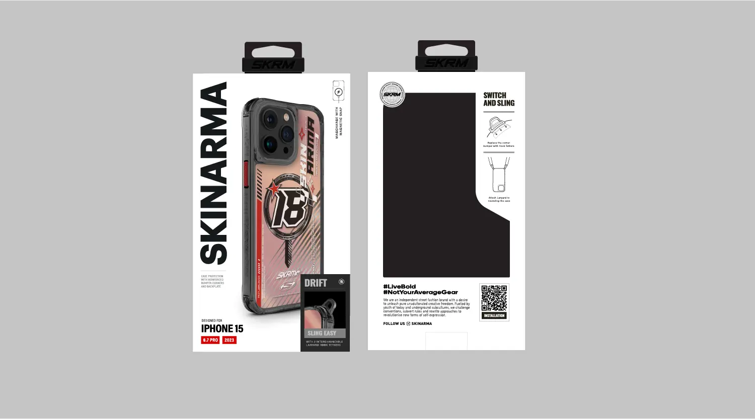 iPhone 15 Pro Max MagSafe Uyumlu Sticker Detaylı Kılıf - Skinarma Drift