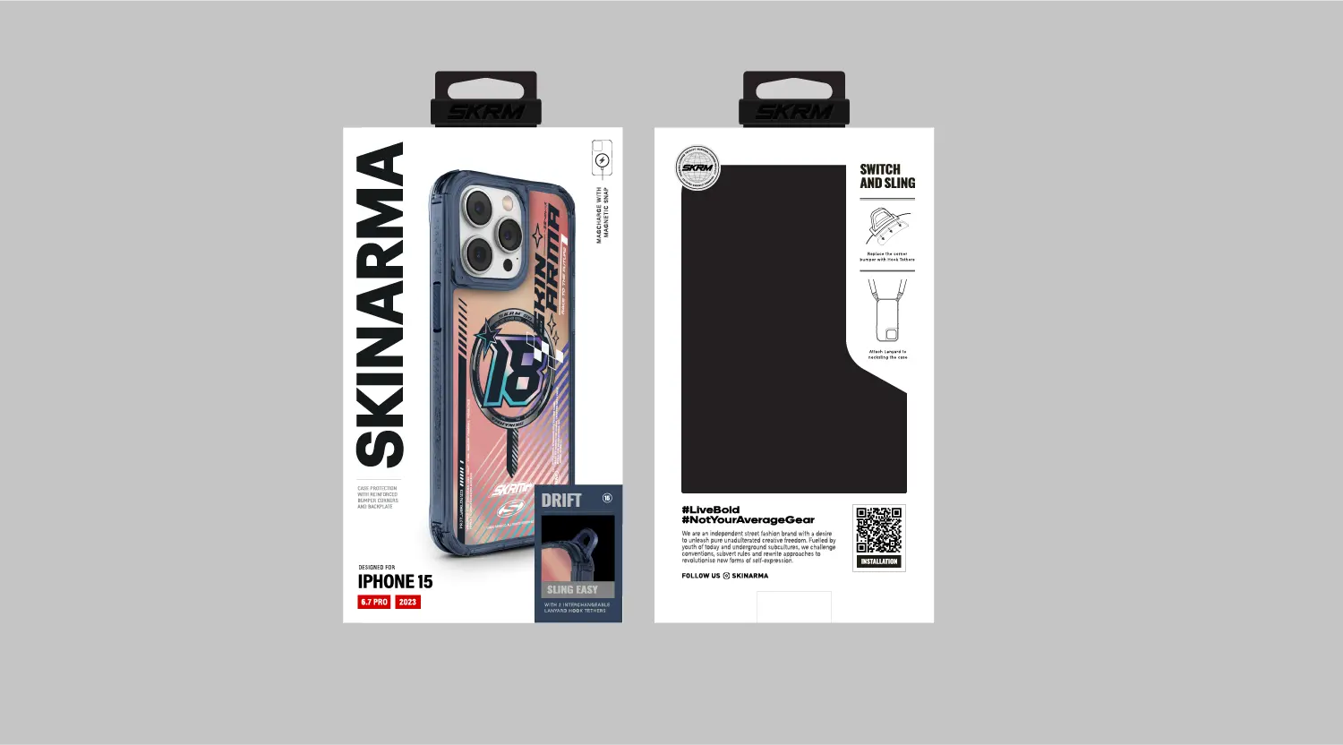 iPhone 15 Pro Max MagSafe Uyumlu Sticker Detaylı Kılıf - Skinarma Drift