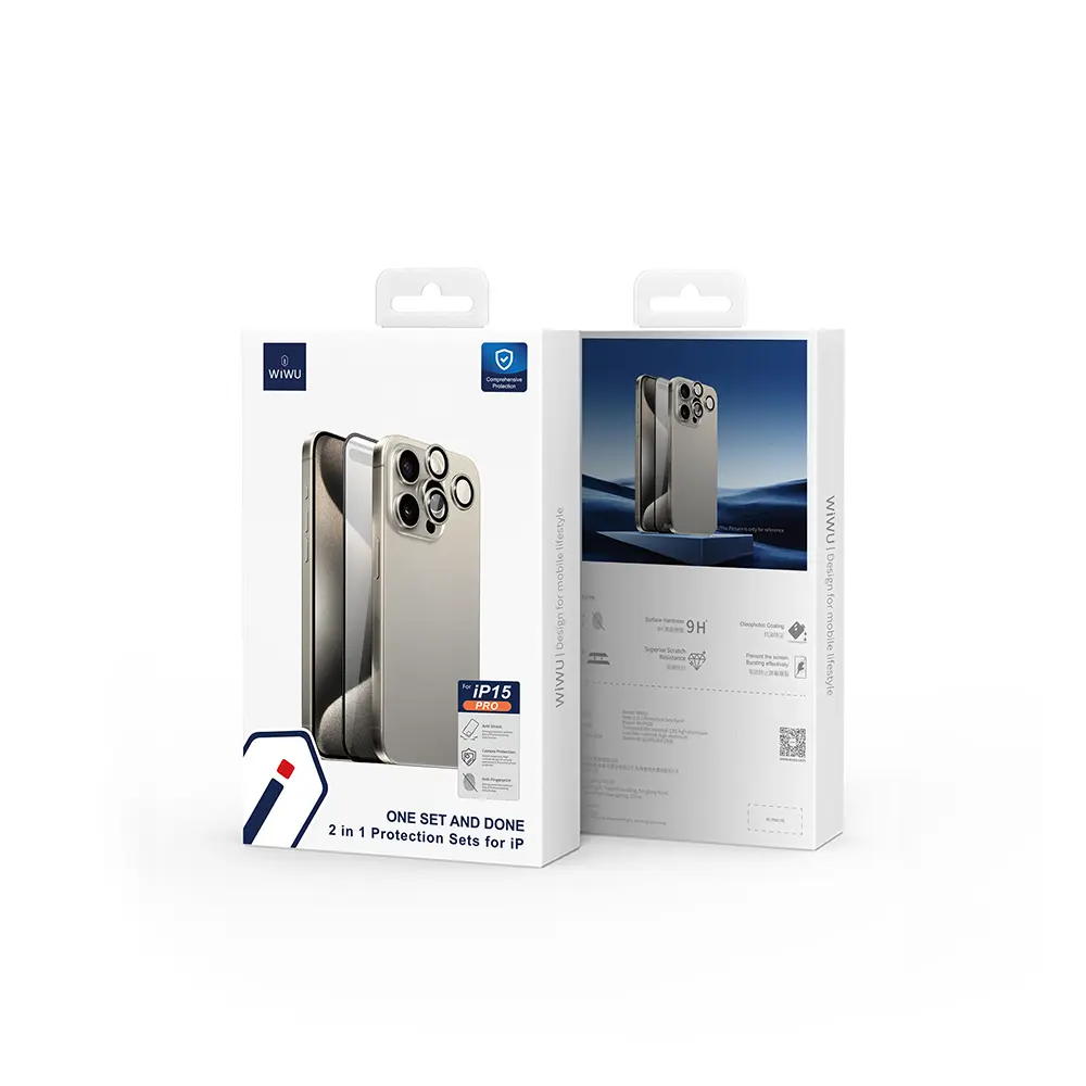 iPhone 15 Pro Max Ekran ve Kamera Lens Koruyucu Set - Wiwu Wi-IP002