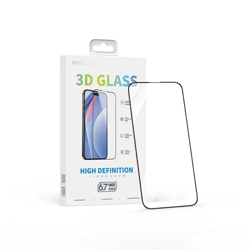 iPhone 15 Pro 3D HD Full Transparan Temperli Cam Ekran Koruyucu - Recci RSP-A02SD