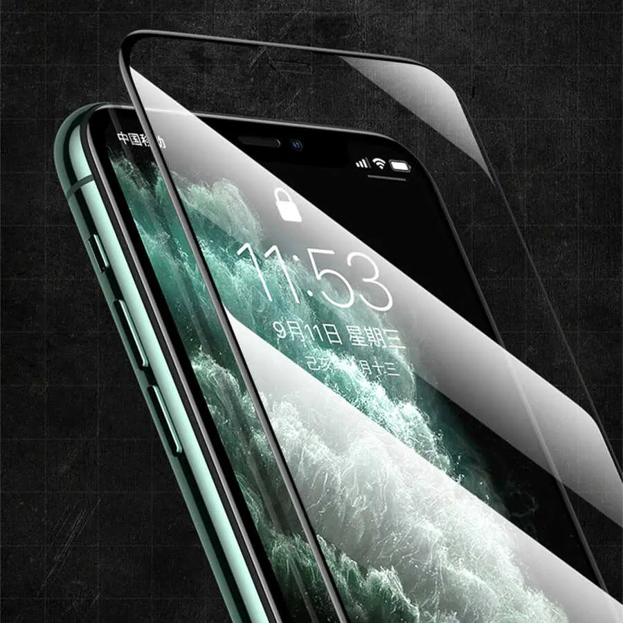 iPhone 15 Pro Tam Kaplama 9H Cam Ekran Koruyucu - Zore Rio Glass