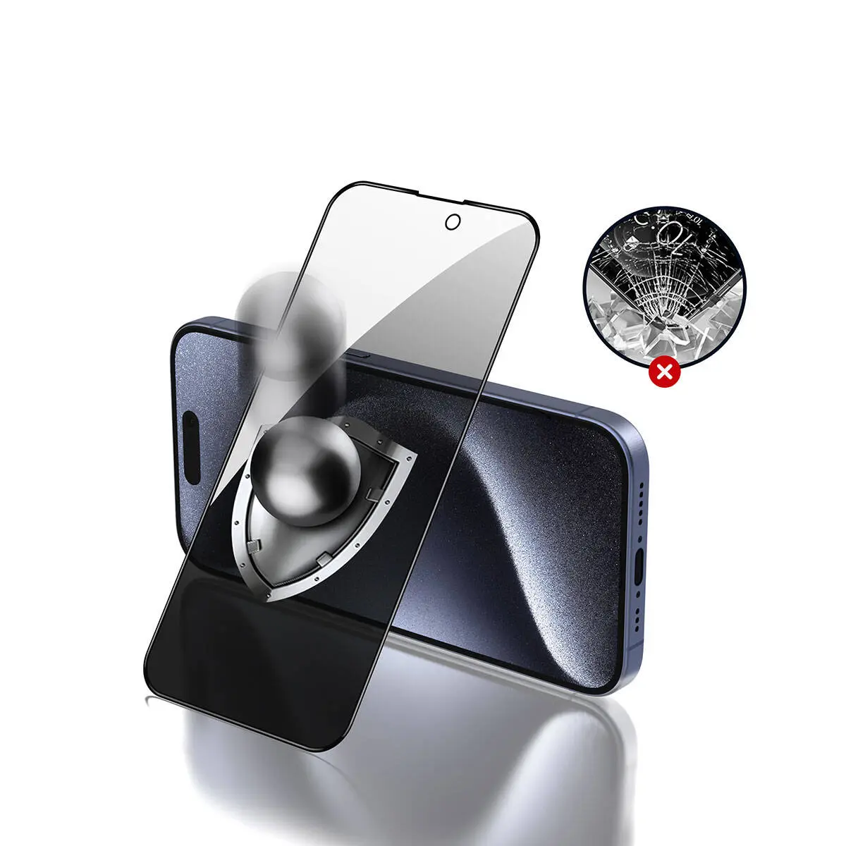iPhone 15 Pro Gizlilik Filtreli Temperli Cam Ekran Koruyucu - Zore Rika
