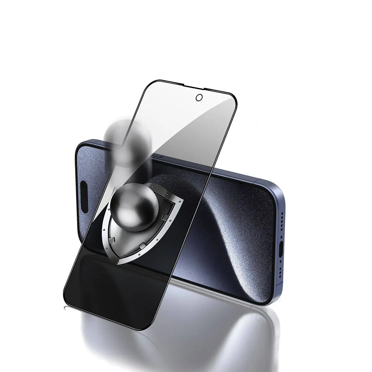 iPhone 15 Pro Gizlilik Filtreli Temperli Cam Ekran Koruyucu - Zore Rika