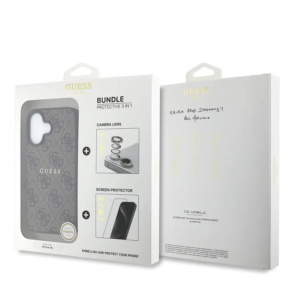 iPhone 16 Lisanslı Kılıf, Ekran ve Lens Koruyucu Seti - Guess