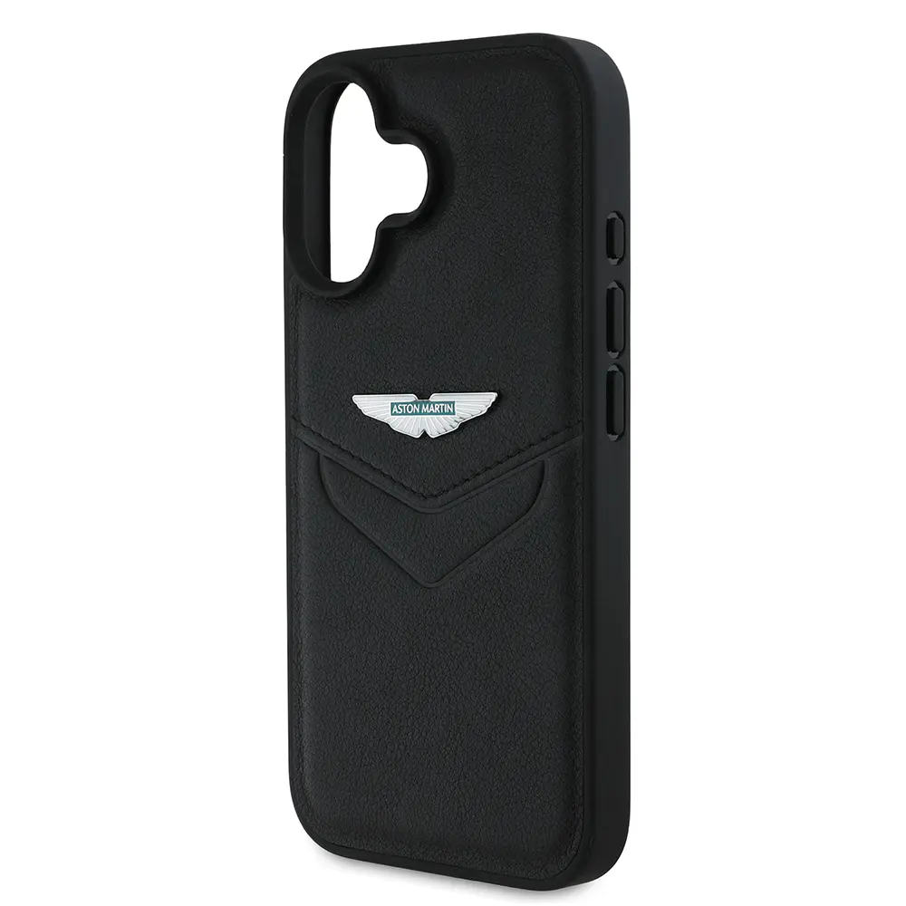 iPhone 16 PU Deri Metal Logolu Kılıf - Aston Martin Victory