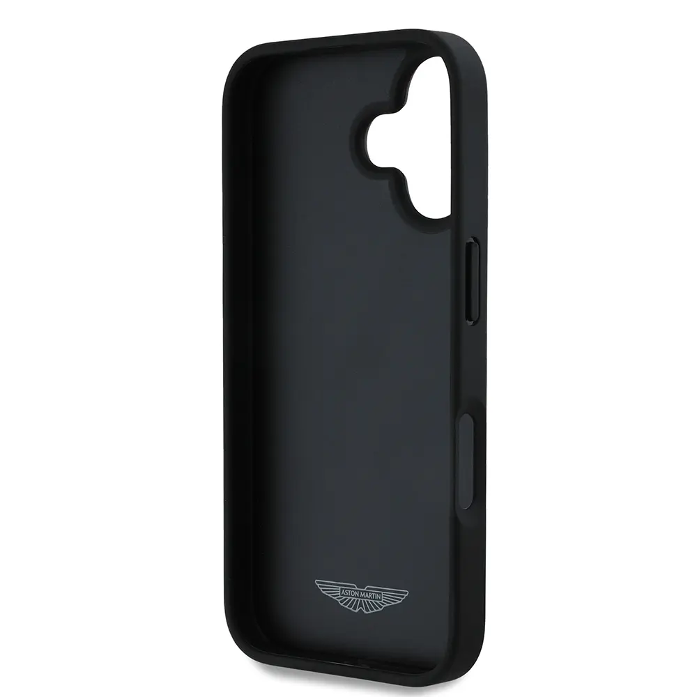iPhone 16 PU Deri Metal Logolu Kılıf - Aston Martin Victory