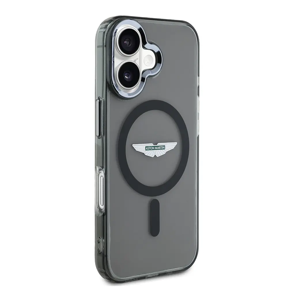 Apple iPhone 16 Kılıf Aston Martin Orjinal Lisanslı M-safe Şarj Özellikli IML Baskı Logolu Buzlu Kapak