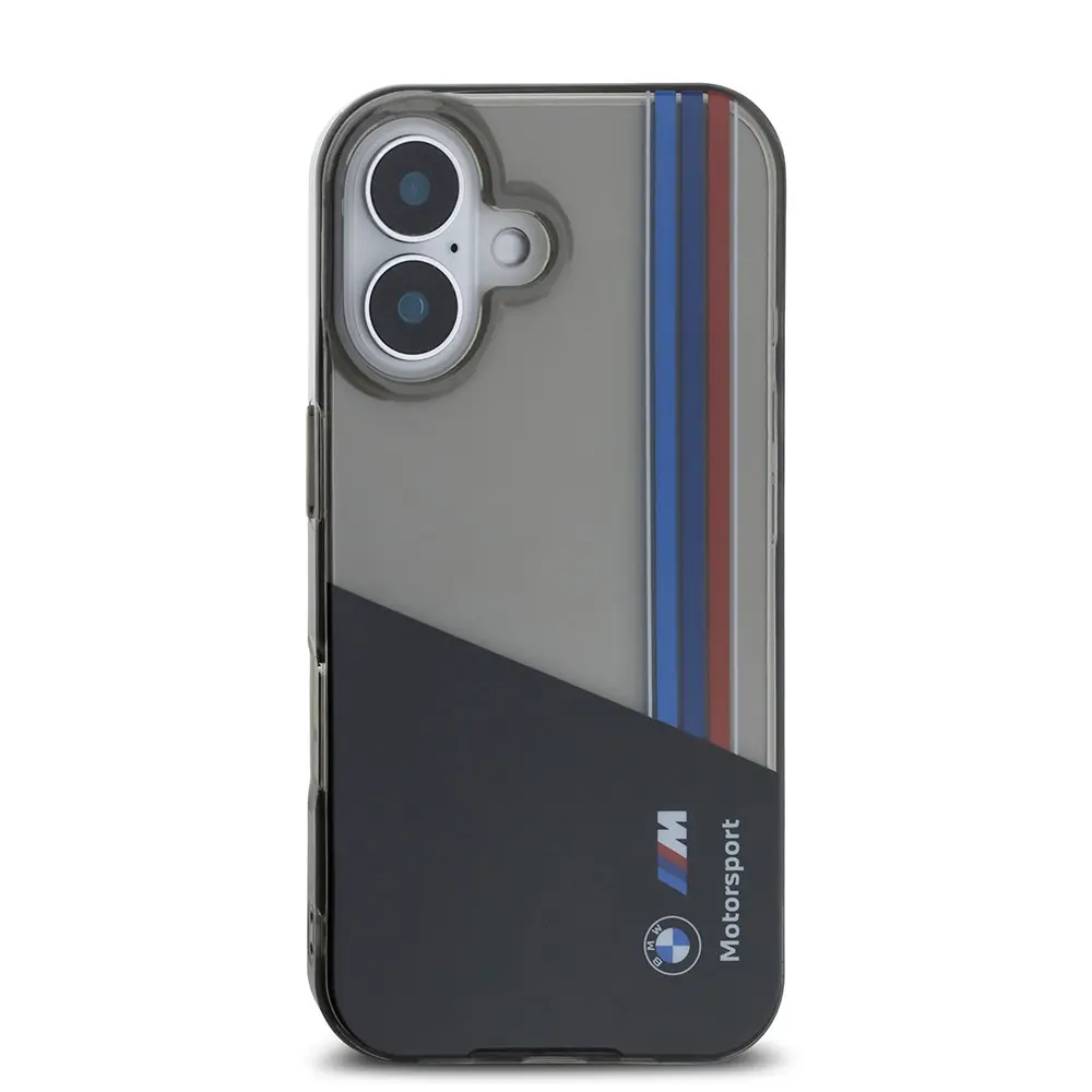 iPhone 16 Yarı Transparan M Dizayn Çizgili Kılıf - BMW Lisanslı