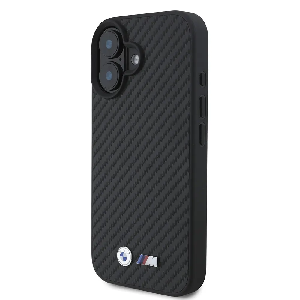 iPhone 16 Kılıf, Karbon Fiber Tasarımlı PU Deri - BMW Lisanslı