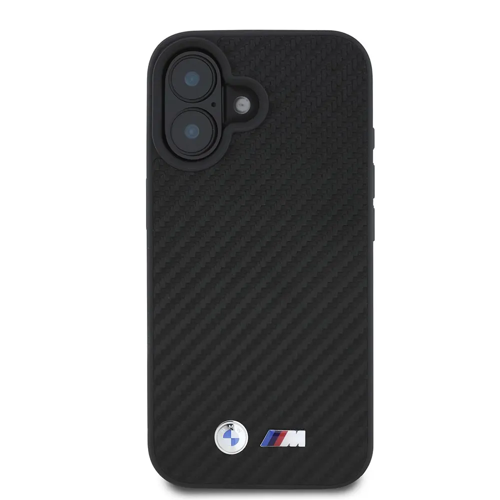 iPhone 16 Kılıf, Karbon Fiber Tasarımlı PU Deri - BMW Lisanslı