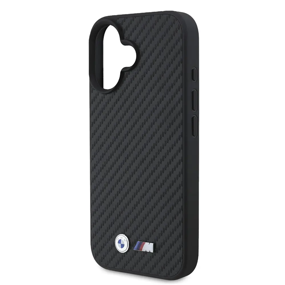 iPhone 16 Kılıf, Karbon Fiber Tasarımlı PU Deri - BMW Lisanslı