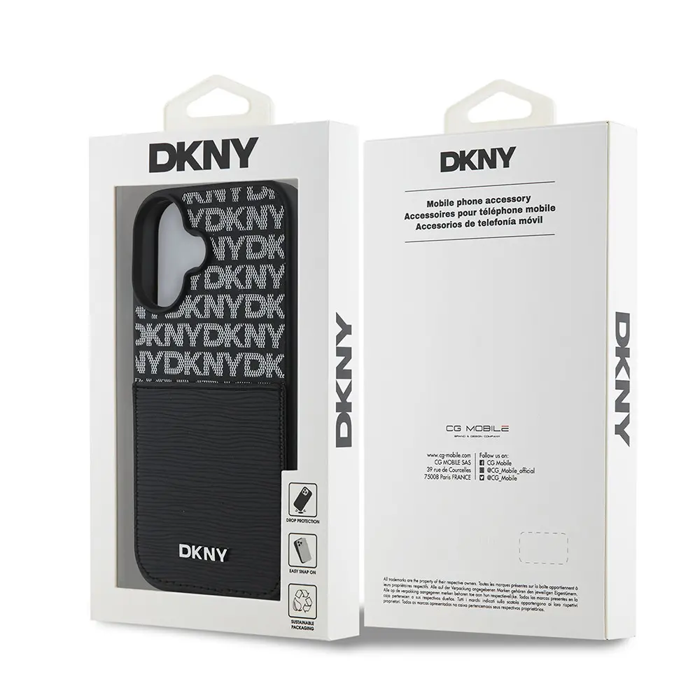 iPhone 16 Kartlıklı Lisanslı Kılıf - DKNY Repeat Texture