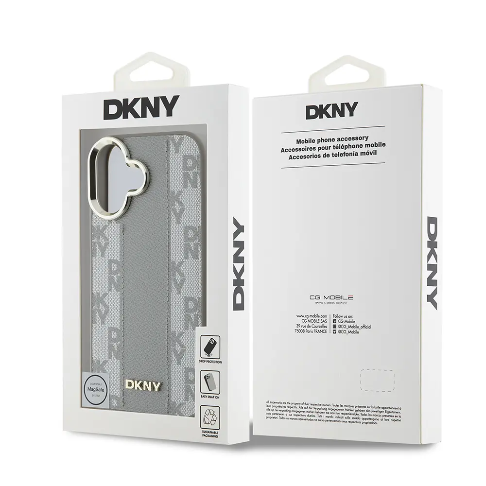 iPhone 16 MagSafe Uyumlu 3D Checkered Desenli Kılıf - DKNY