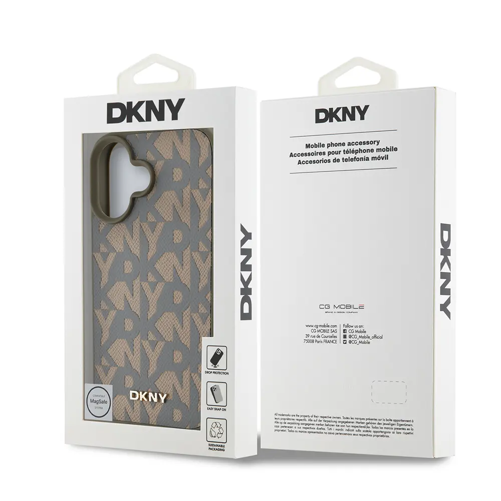 iPhone 16 MagSafe Uyumlu 3D Grid Desenli Kılıf - DKNY Lisanslı