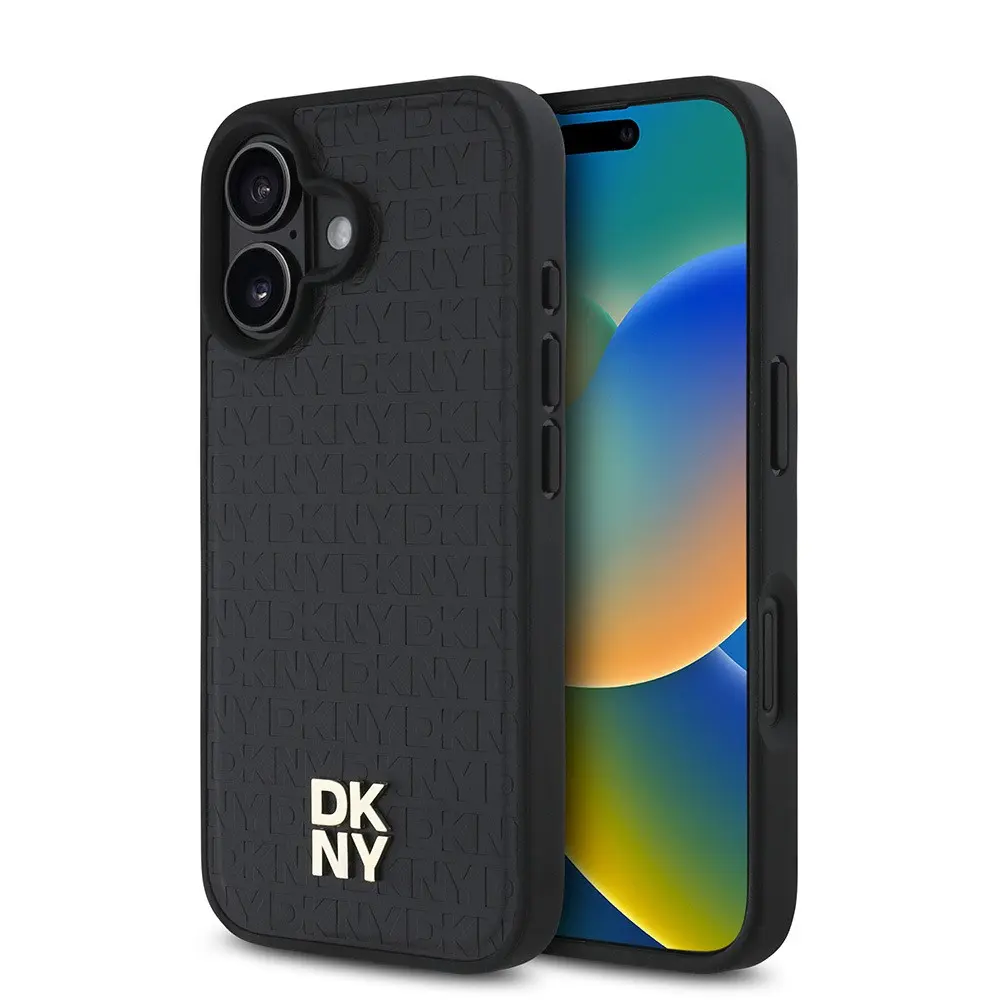 iPhone 16 MagSafe Uyumlu 3D Desenli Kılıf - DKNY Repeat Pattern