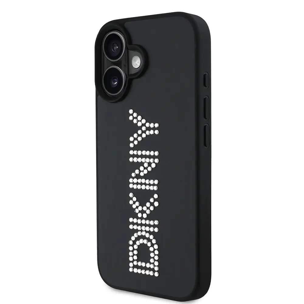 iPhone 16 Taşlı Metalik PU Deri Kılıf - DKNY Lisanslı