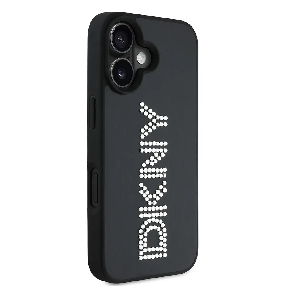 iPhone 16 Taşlı Metalik PU Deri Kılıf - DKNY Lisanslı
