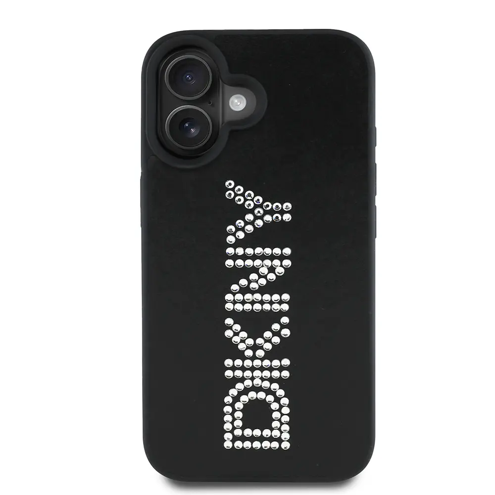 iPhone 16 Taşlı Metalik PU Deri Kılıf - DKNY Lisanslı