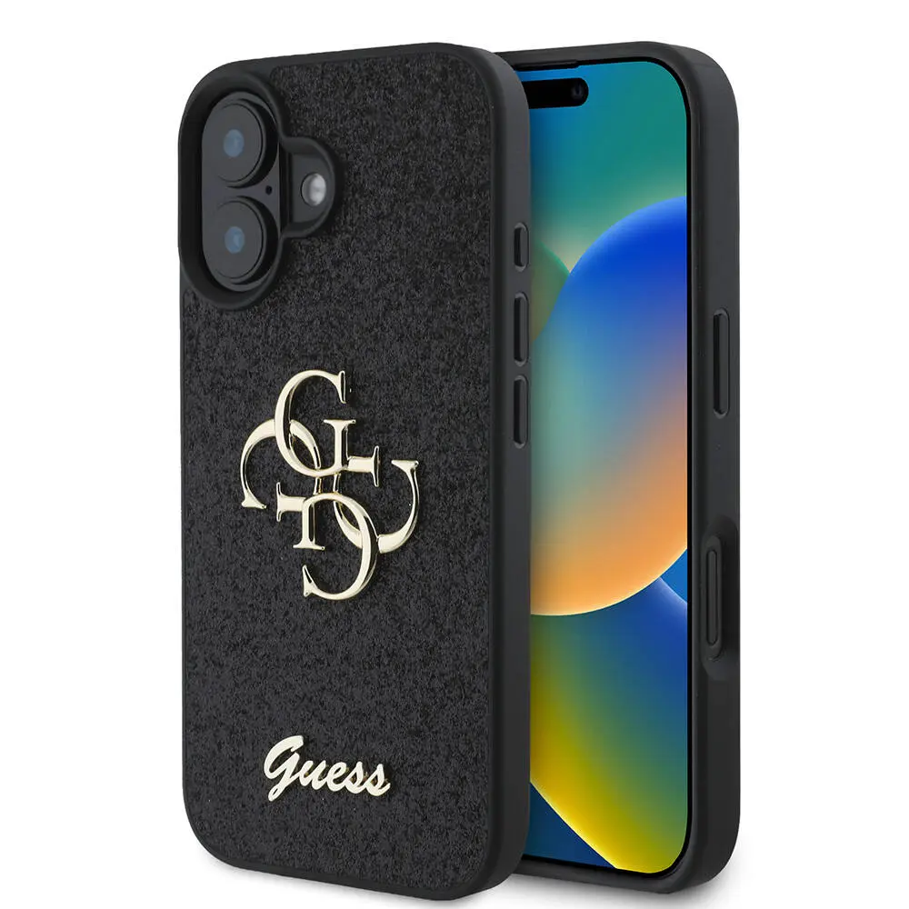 iPhone 16 Uyumlu Glitter Kılıf, Büyük Metal Logolu - Guess 4G