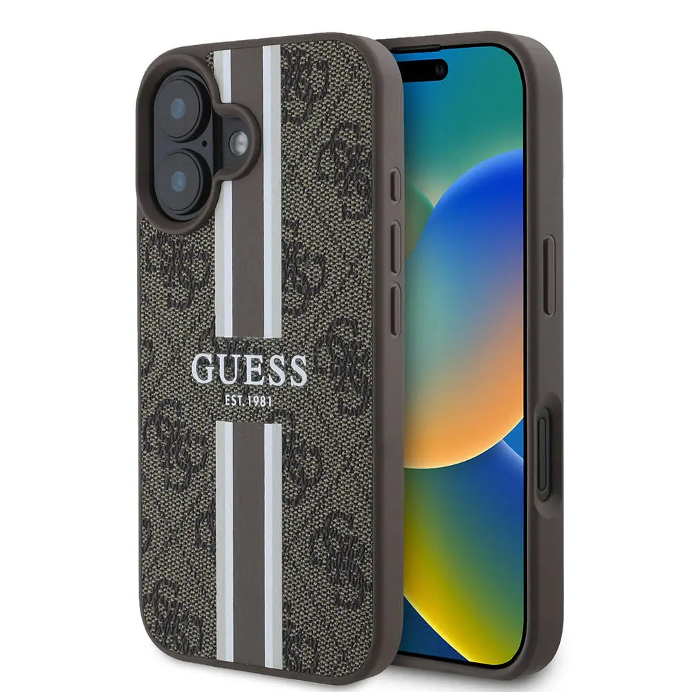 iPhone 16 MagSafe Uyumlu 4G Şerit Tasarımlı Kılıf - Guess Lisanslı