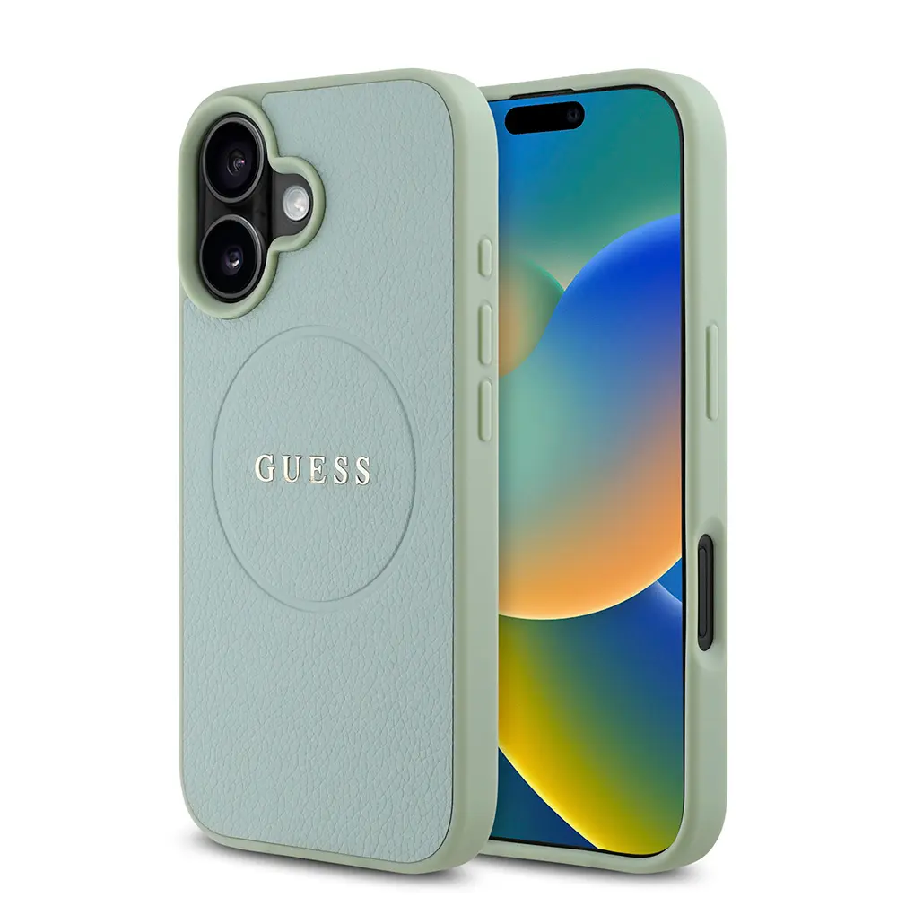iPhone 16 MagSafe Uyumlu Grained Kılıf - Guess Yazı Logolu