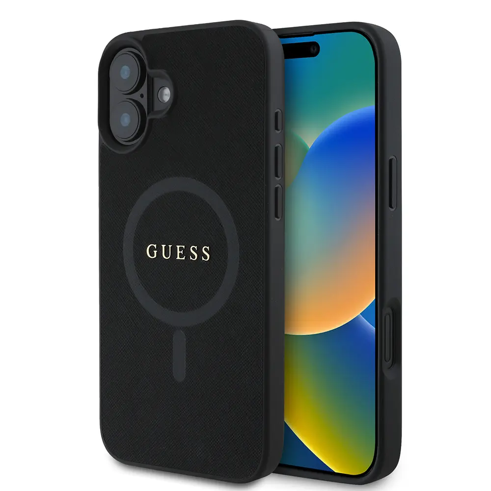 iPhone 16 MagSafe Uyumlu Kılıf - Guess Saffiano Classic Siyah