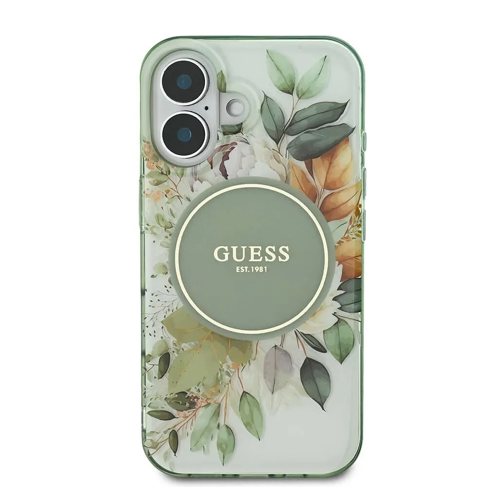 iPhone 16 MagSafe Uyumlu IML Baskılı Kılıf - Guess Flower Tonal Circle
