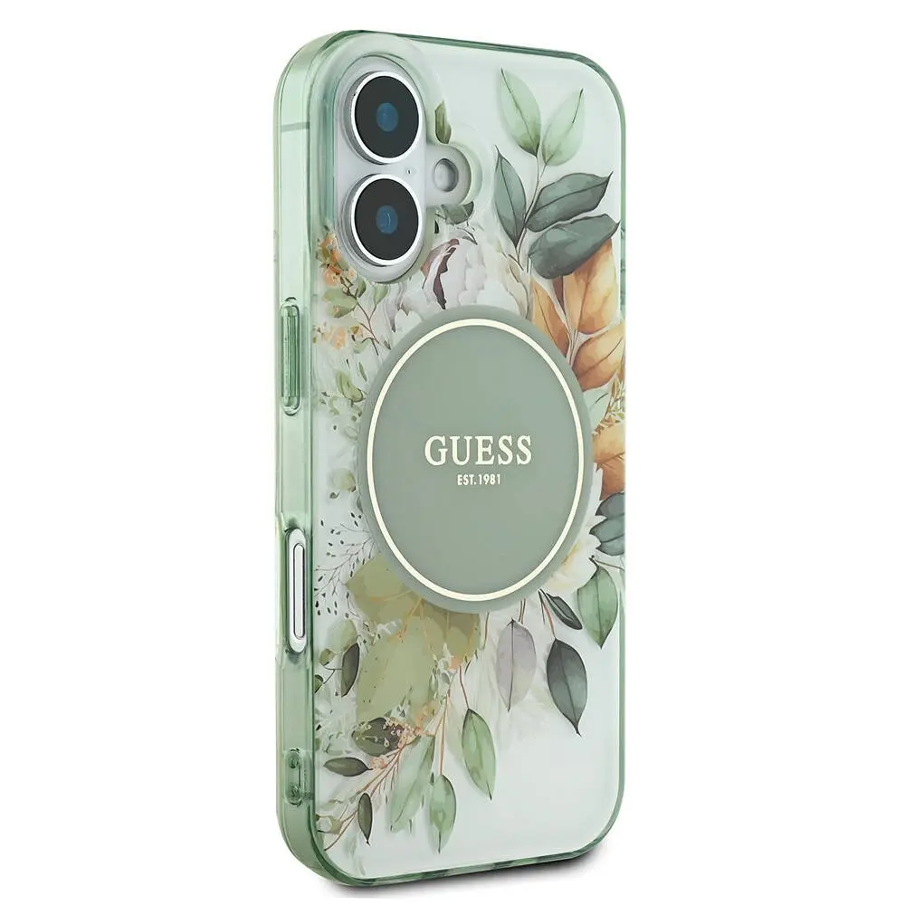 iPhone 16 MagSafe Uyumlu IML Baskılı Kılıf - Guess Flower Tonal Circle