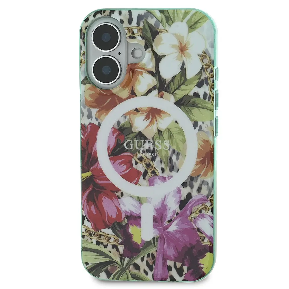 iPhone 16 MagSafe Uyumlu IML Baskılı Kılıf - Guess Jungle Ring