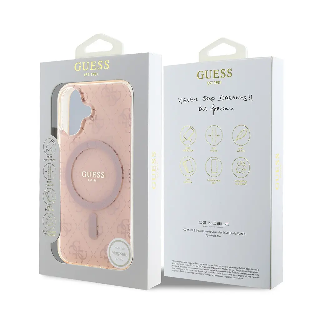 iPhone 16 MagSafe Uyumlu IML Baskılı Kılıf - Guess 4G Klasik Logolu