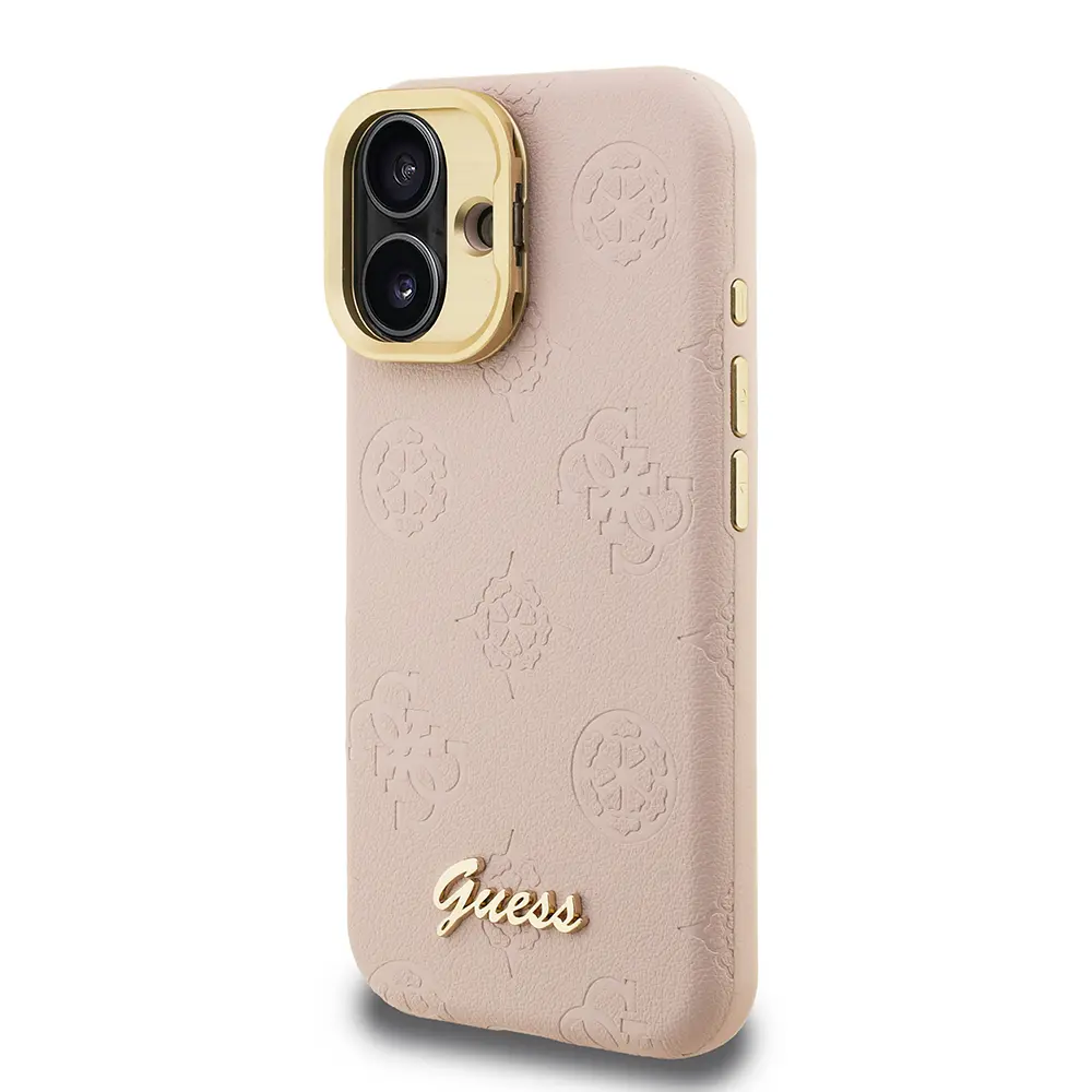 iPhone 16 MagSafe Uyumlu Kamera Standlı PU Deri Kılıf - Guess Peony