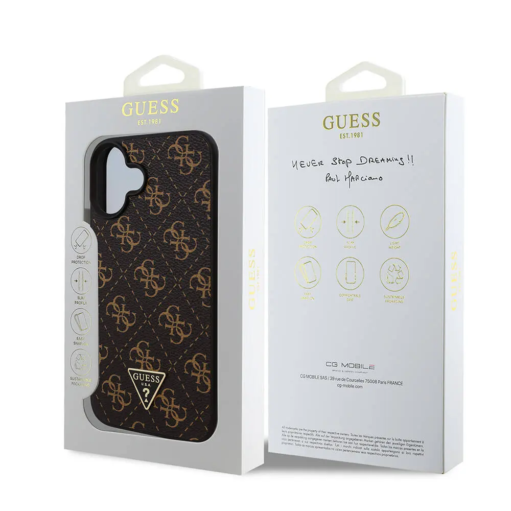 iPhone 16 PU Deri 4G Desenli Üçgen Logolu Kılıf - Guess