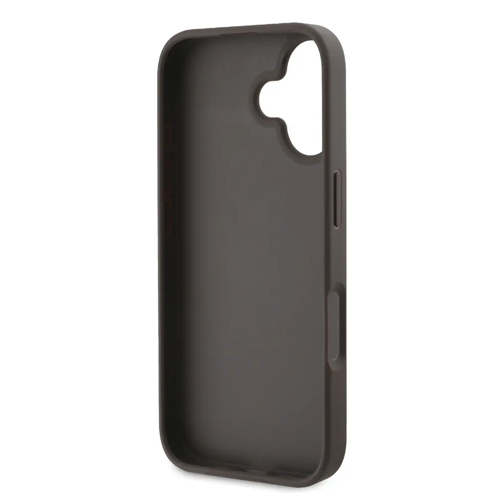 iPhone 16 PU Deri Şerit Logo Tasarımlı Kılıf - Guess