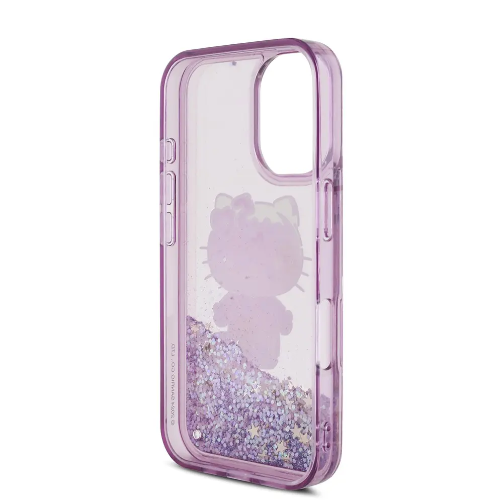 iPhone 16 Uyumlu Sıvılı Simli Kılıf - Hello Kitty 50. Yıldönümü