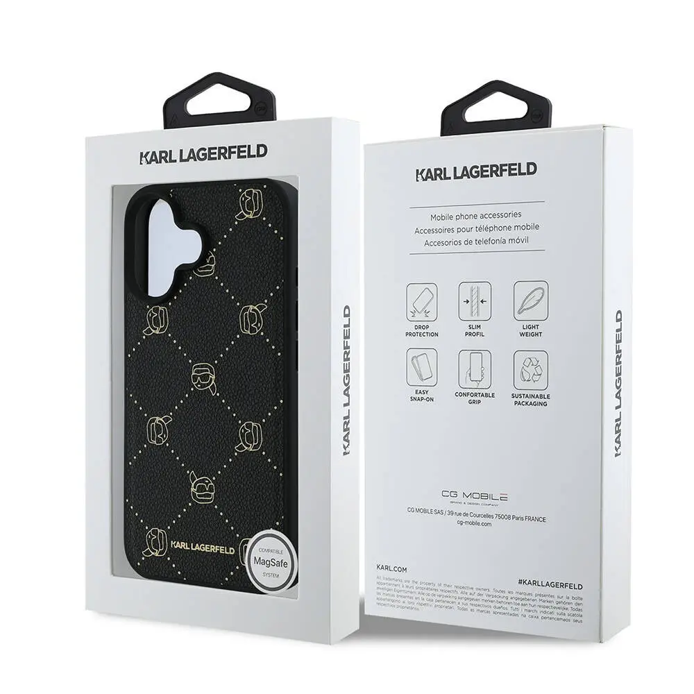 iPhone 16 MagSafe Uyumlu PU Deri Kılıf - Karl Lagerfeld Karl Heads