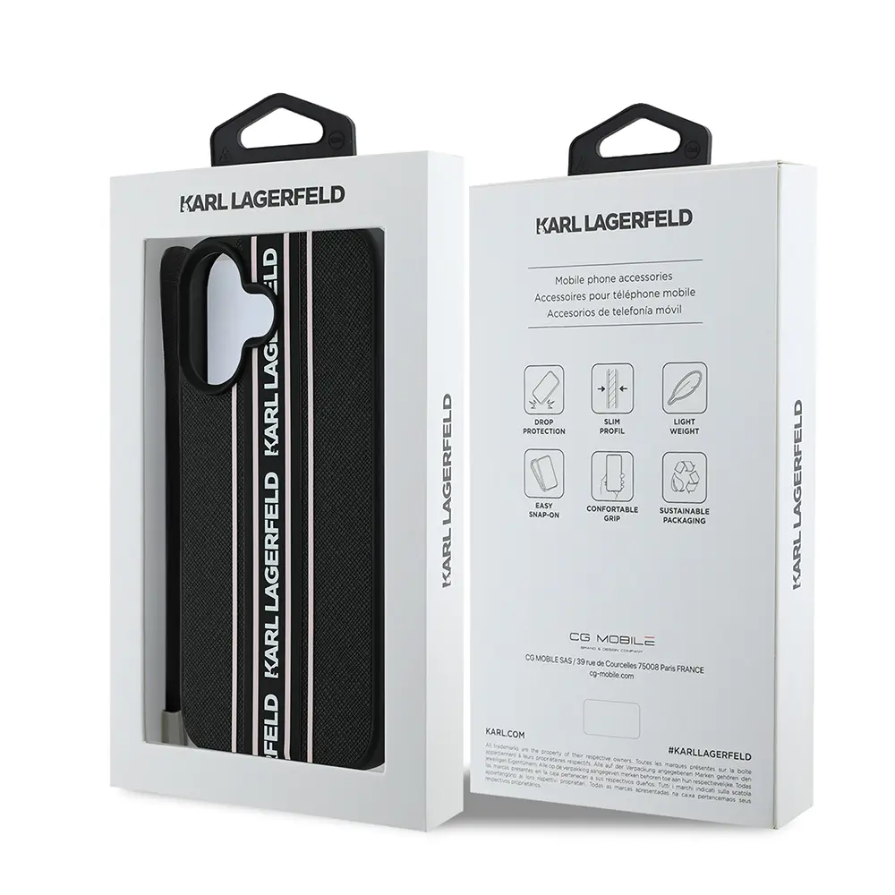 iPhone 16 Askılı Saffiano Kılıf - Karl Lagerfeld Athleisure